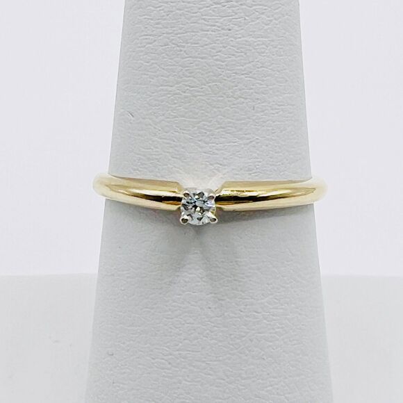 14k Gold Diamond Ring Solitaire Engagement Size 6.25 Yellow White 585 - Picture 1 of 10